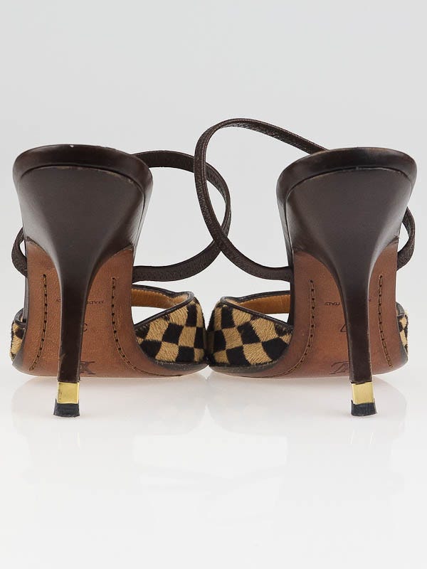Louis Vuitton Damier Sauvage Pony Hair Open Toe Mules Size