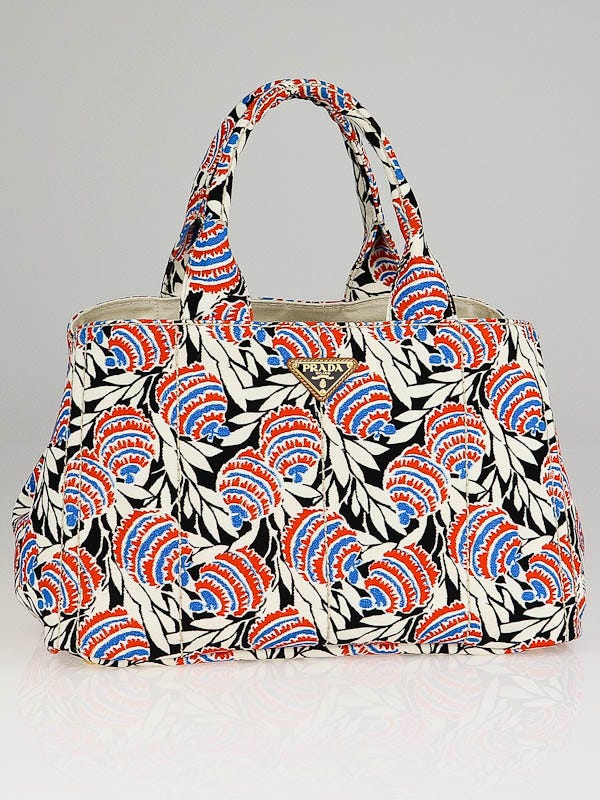 Authentic PRADA Crossbody Tote - Flower Pattern - Multicolor popular