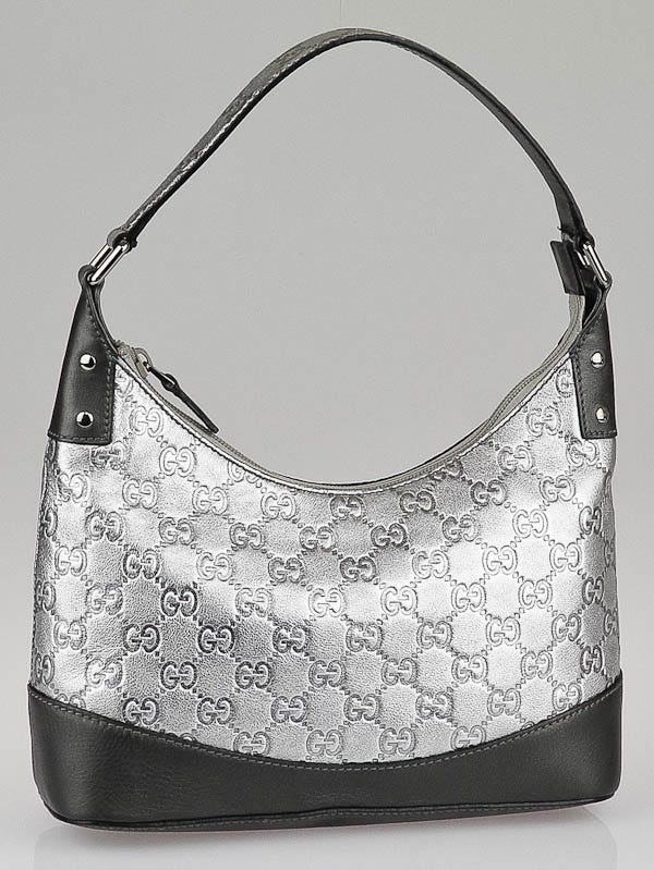 Gucci Silver Guccissima Leather Hobo Bag - Yoogi's Closet