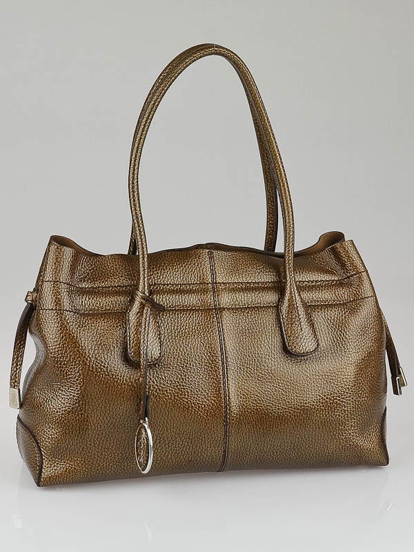 Tod's Bronze Patent Leather Small D-Bag Media Small Tote Bag