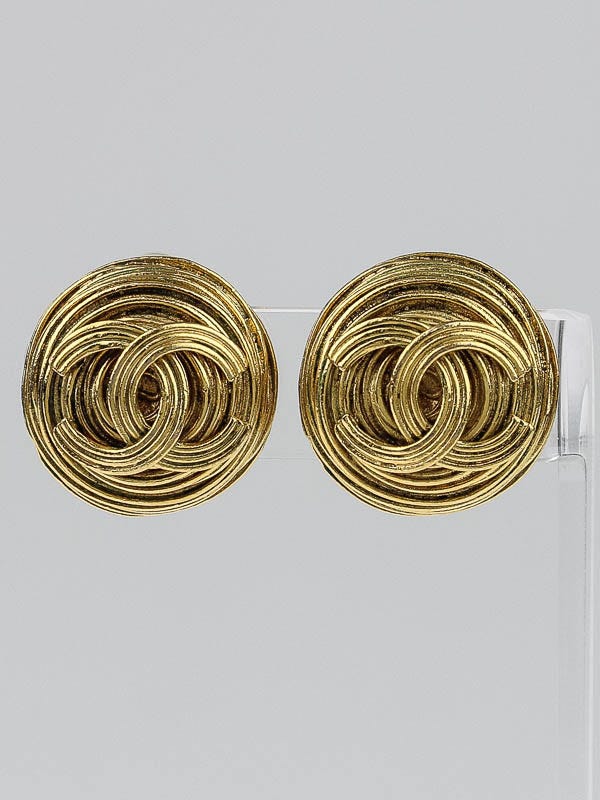 Chanel Goldtone CC Disc Clip-On Earrings