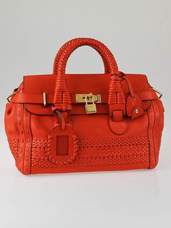 Gucci Orange Leather 'Handmade' Medium Top Handle Bag