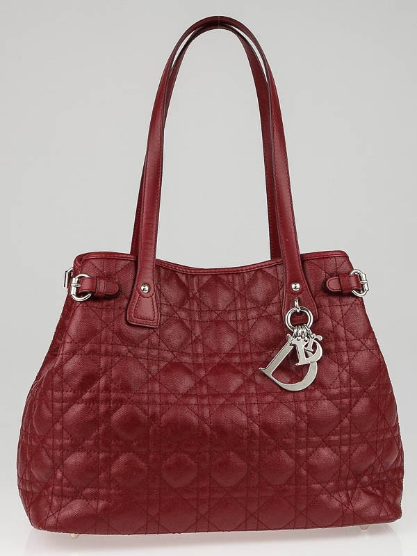 Christian Dior Red Cannage Quilted Coated Canvas Panarea Tote Bag