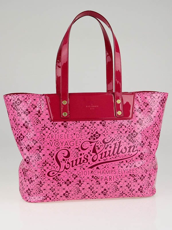 Louis Vuitton Limited Edition Pink Shiny Leather Cosmic Blossom Tote PM Bag  - Yoogi's Closet