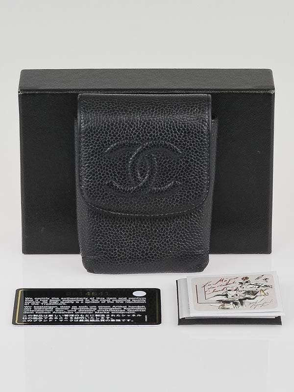 Chanel Black Caviar Leather CC Cigarette Case - Yoogi's Closet