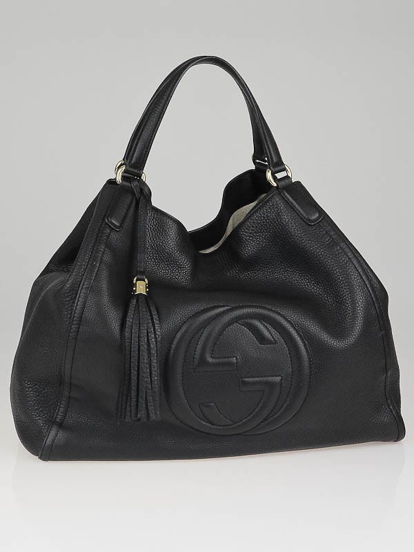 Gucci Black Pebbled Leather Soho Large Tote Bag - Yoogi's Closet