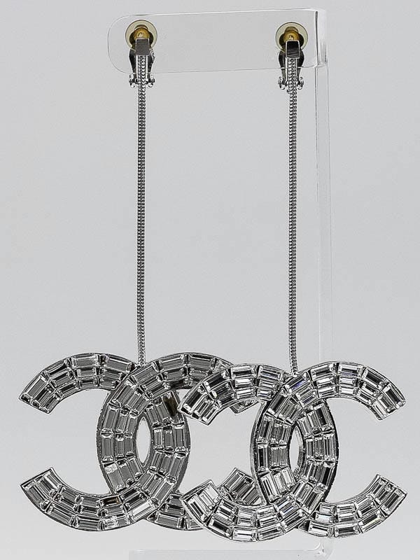 Chanel Strass Crystal Oversize CC Drop Earrings - Yoogi's Closet
