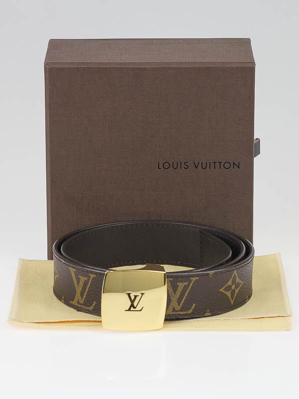 LOUIS VUITTON Monogram Canvas LV Initials Belt Brown Size 75/30