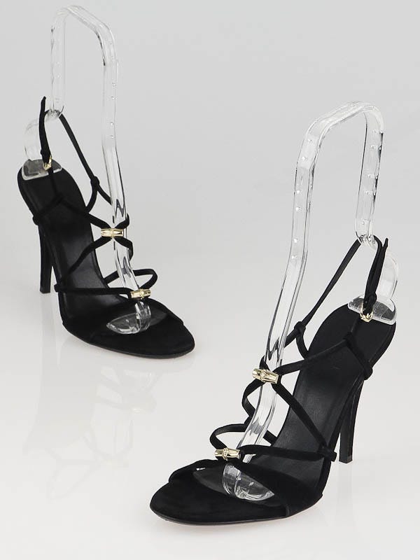 Gucci Black Suede Bamboo Strappy Sandals Size 7.5B 38 Yoogi s Closet