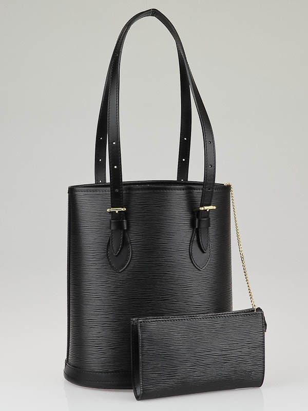 Louis Vuitton Black Epi Leather Petit Bucket Bag w/ Accessories Pochette