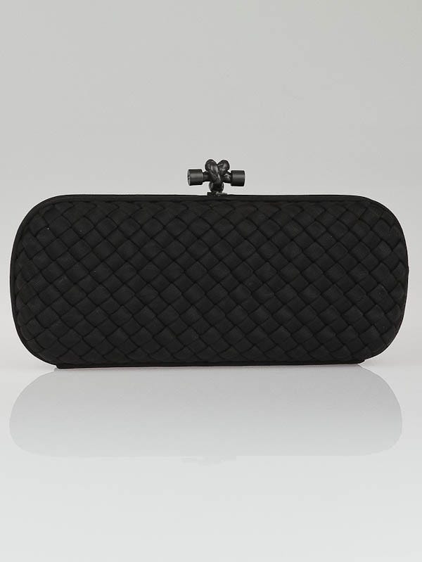 Bottega Veneta Black Intrecciato Fabric Stretch Knot Clutch Bottega Veneta  | The Luxury Closet