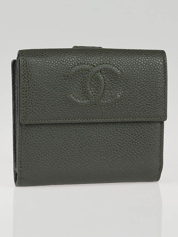 Chanel Grey Caviar Leather CC Compact Wallet