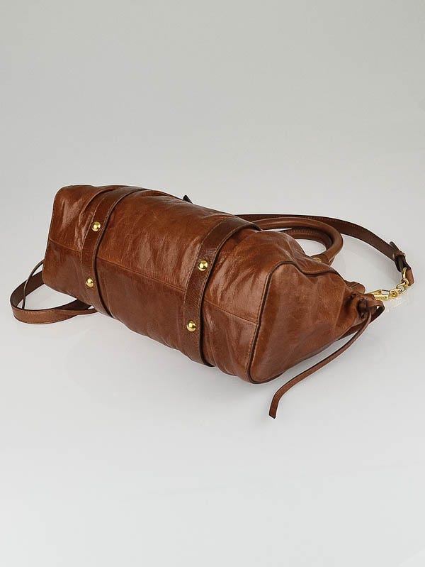 Miu Miu Brown Vitello Lux Leather Soft Shopping Top Handle Miu Miu Brown Vitello Lux Leather Soft Shopping Top Handle