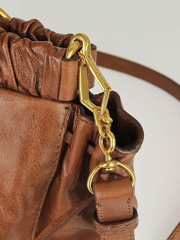 Miu Miu Brown Vitello Lux Leather Soft Shopping Top Handle