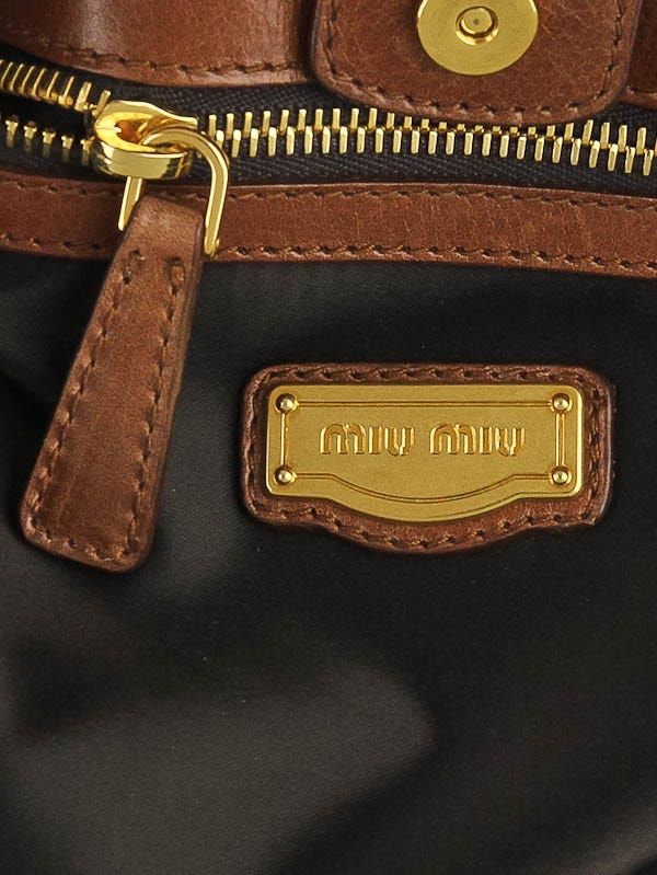 Miu Miu Brown Vitello Lux Leather Soft Shopping Top Handle Miu Miu Brown Vitello Lux Leather Soft Shopping Top Handle