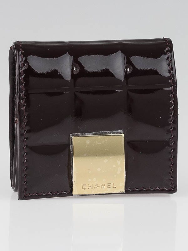Chanel Bordeaux Fonce Square Quilted Patent Leather Mini Coin Purse
