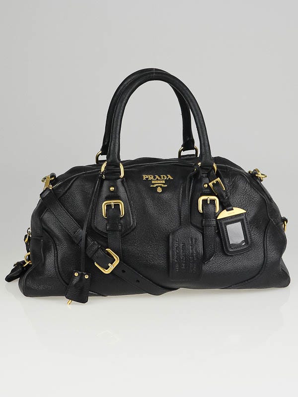 Auth Spa - Dịch Vụ Spa Túi Xách, Giày Dép Authentic Tại HCM. Prada Black Cervo Leather Satchel Bag | Yoogi's Closet