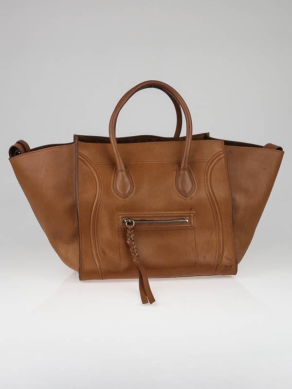 Celine Natural Calfskin Leather Small Phantom Luggage Tote Bag