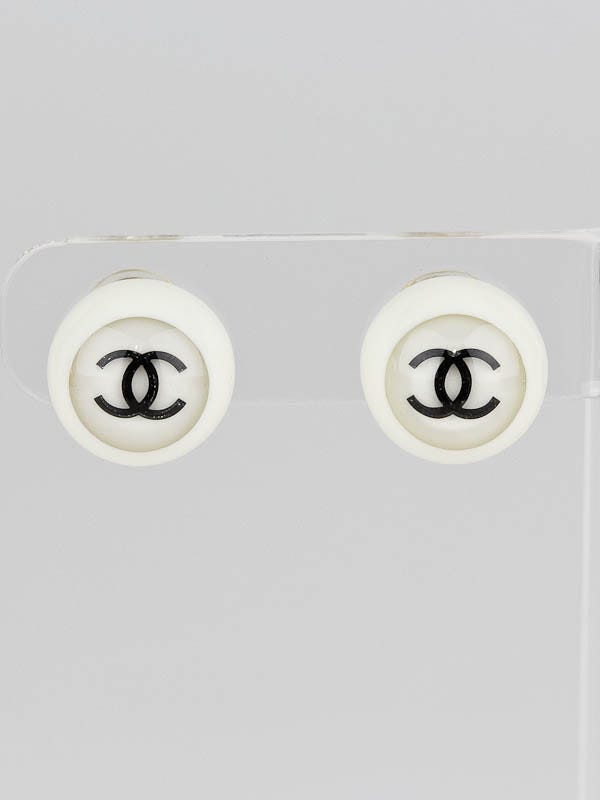 Chanel White Resin CC Bubble Earrings