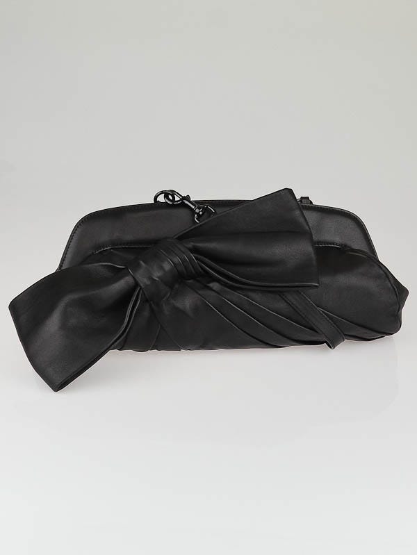 Valentino Black Nappa Leather Oversized Bow Clutch Bag