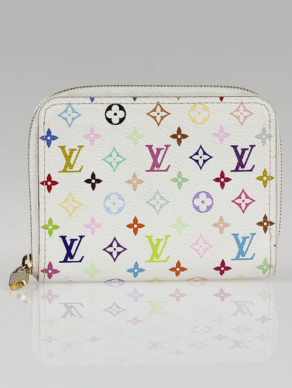 Louis Vuitton White Monogram Multicolore Zippy Coin Purse - Yoogi's Closet