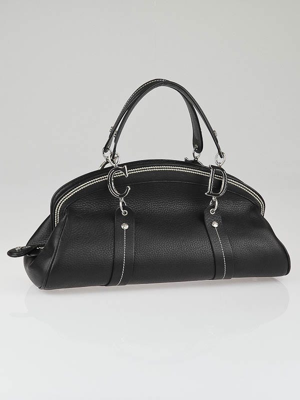 Christian Dior Black Leather Detective Frame Satchel Bag