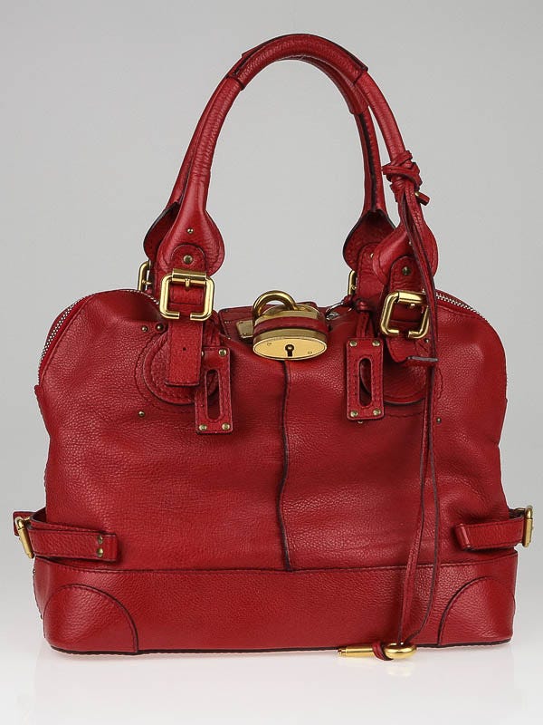 Chloe Vermillion Leather Paddington Dome Satchel Bag