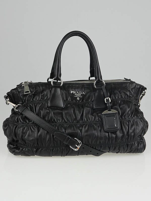 Prada Black Nappa Gaufre Leather Large Tote Bag BL0743