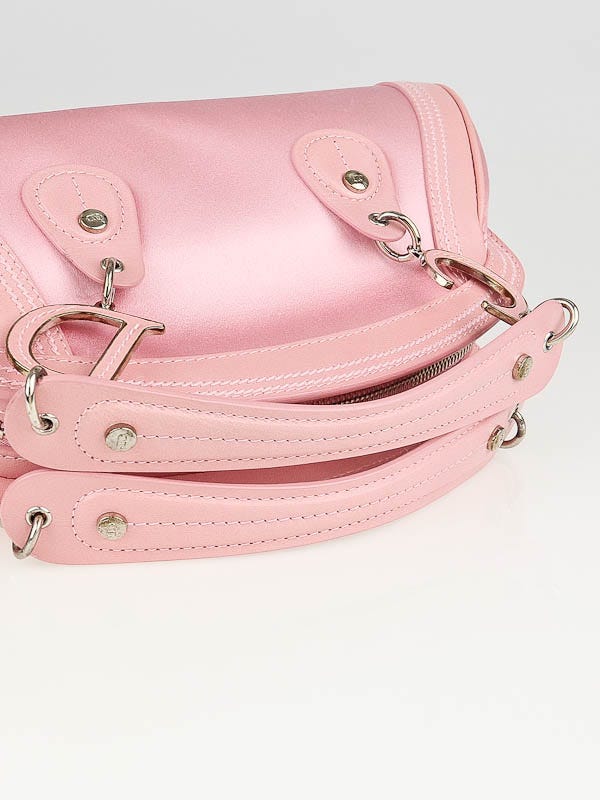 Christian Dior Pink Satin Flower Beaded Small Detective Satchel