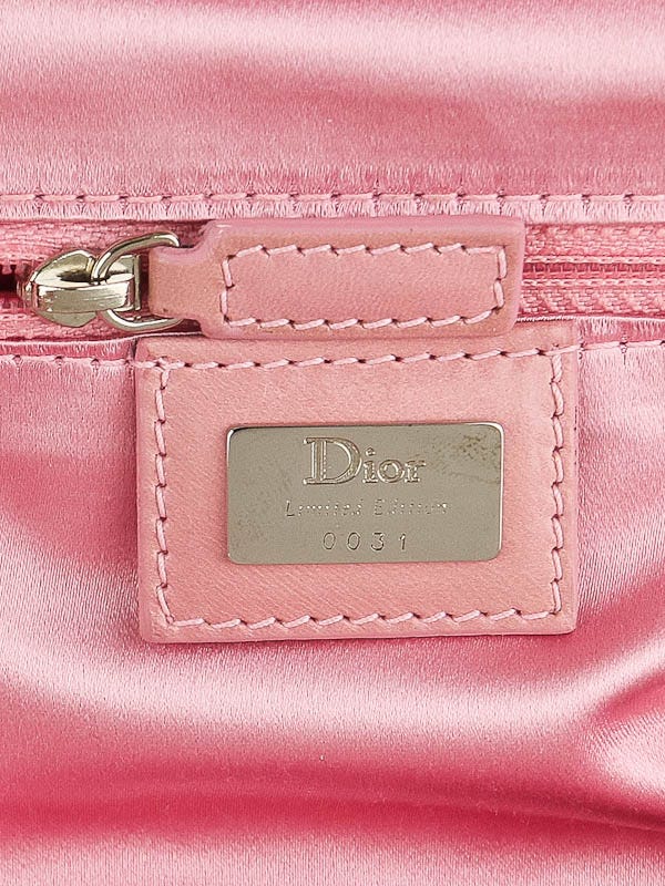 Christian Dior Pink Satin Flower Beaded Small Detective Satchel