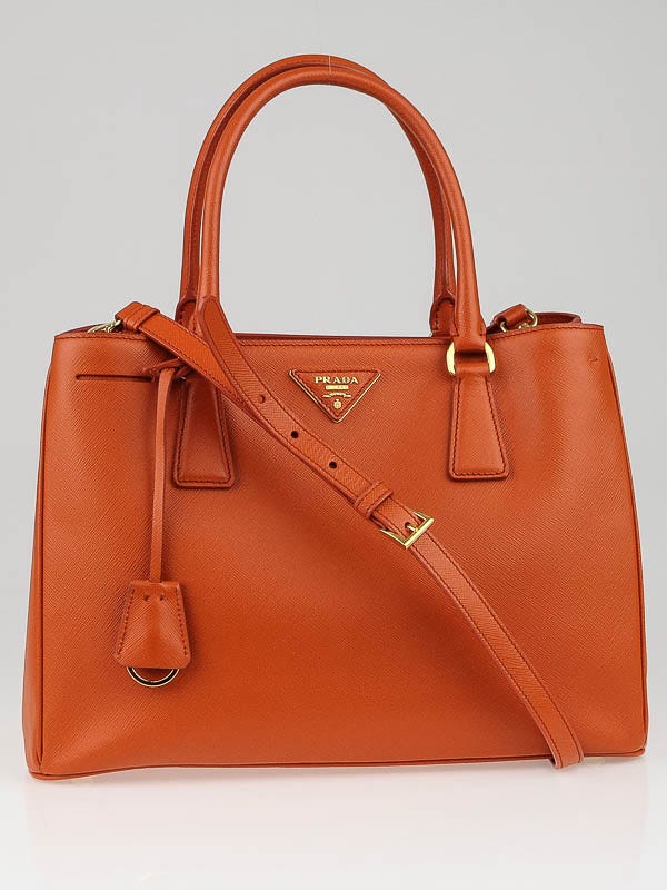 Prada Papaya Saffiano Lux Leather Small Tote Bag BN1874
