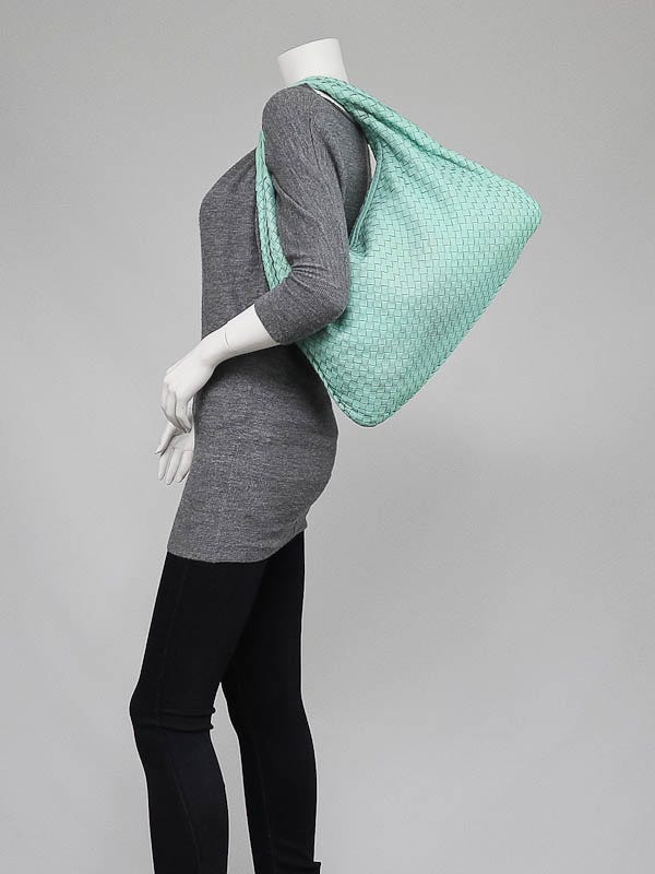 Bottega Veneta Mint Green Intrecciato Woven Nappa Leather Large