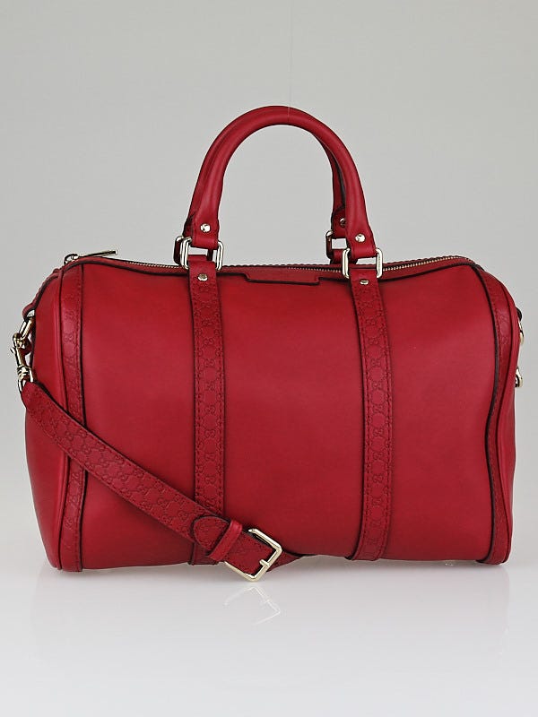 Gucci Red Leather Vintage Web Medium Joy Boston Bag w/Shoulder