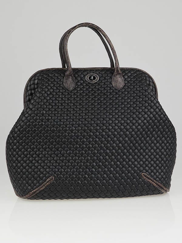 Bottega Veneta Intrecciato Woven Leather Trim Satchel Bag