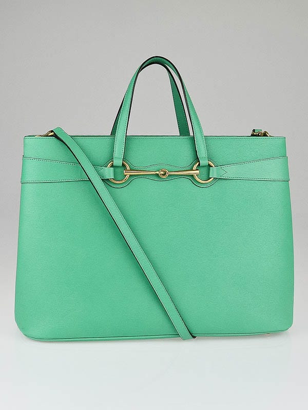Gucci Jasmine Green Leather Bright Bit Tote Bag