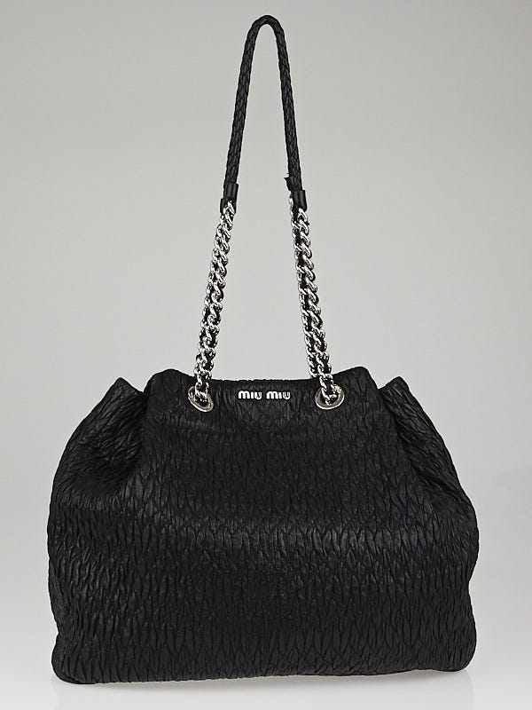 Miu Miu Black Cloquet Nappa Leather Tote Bag