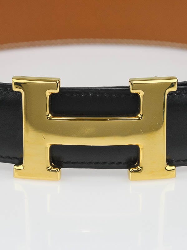 Hermes 32mm Black Box/Gold Courchevel Leather Gold Plated