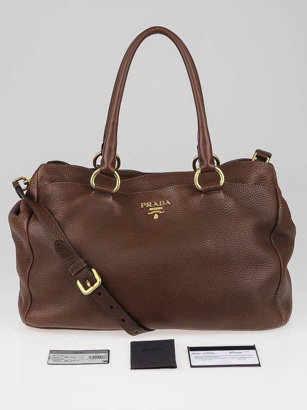 Prada Vitello Shine Leather Weekender Bag - Air Force Blue