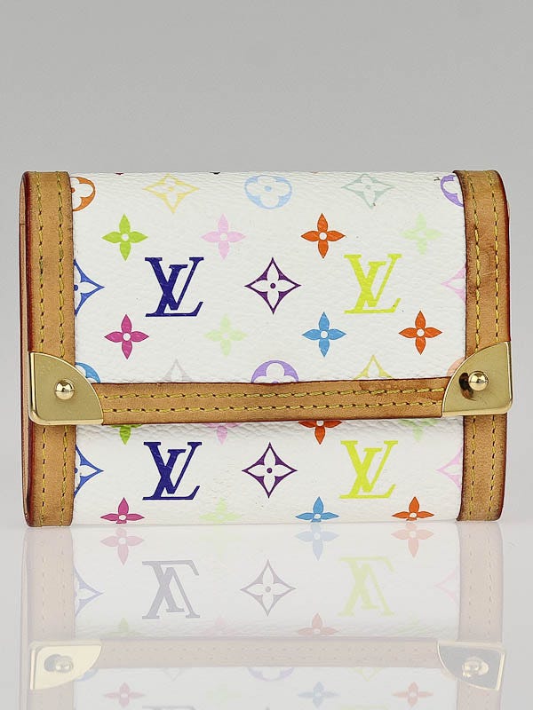 Louis Vuitton White Monogram Multicolore Canvas Porte-monnaie Plat Coin  Purse