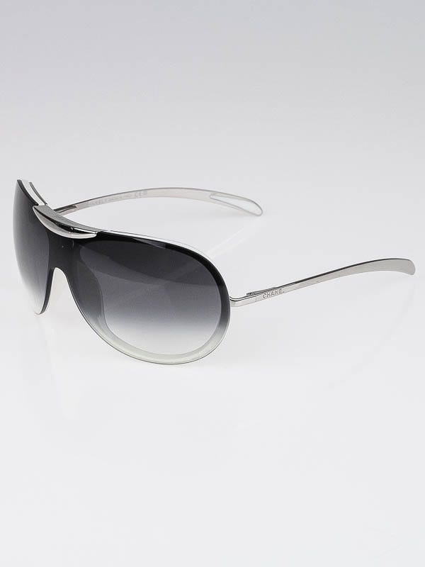Chanel White Frame Grey Gradient Tint Lens Aviator Sunglasses-6006