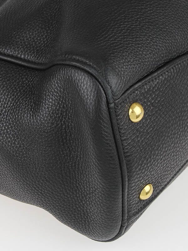 Miu Miu Black Vitello Caribu Leather Tote Bag RN0620
