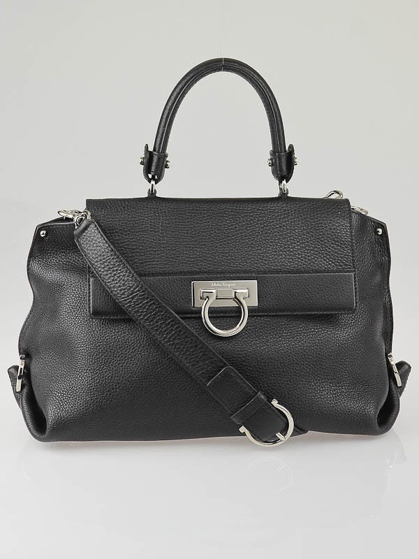 Salvatore Ferragamo Black Leather Medium Sofia Satchel Bag