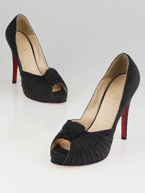 Christian Louboutin Grey Suede Lady Gres Peep Toe Pumps Size 6.5/37