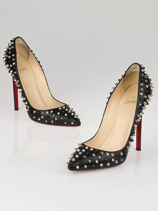 Christian Louboutin Black Leather Pigalle Spikes 120 Pumps Size 9/39.5