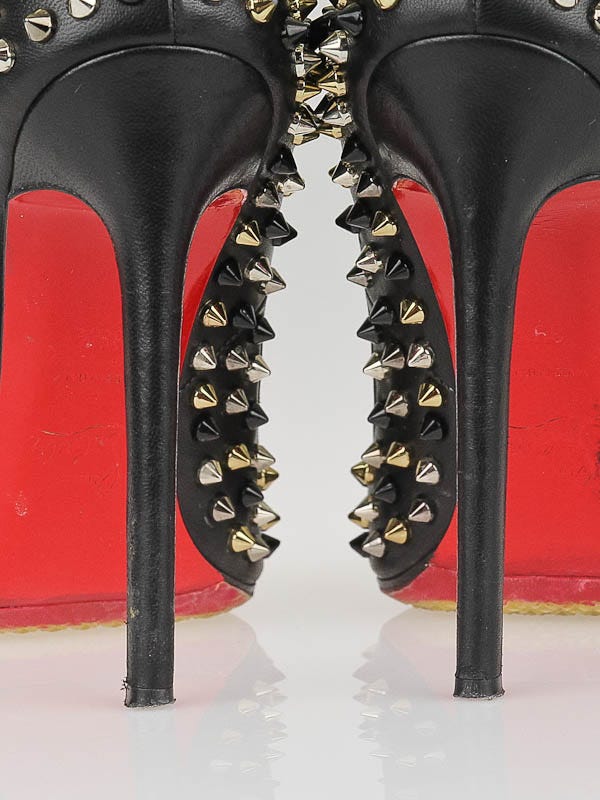 Christian Louboutin Black Leather Pigalle Spikes 120 Pumps Size 9 39.5 Yoogi s Closet