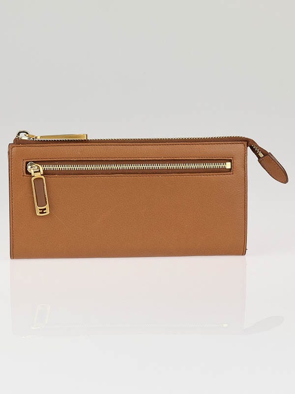 Fendi Brown Leather Zip Continental Wallet