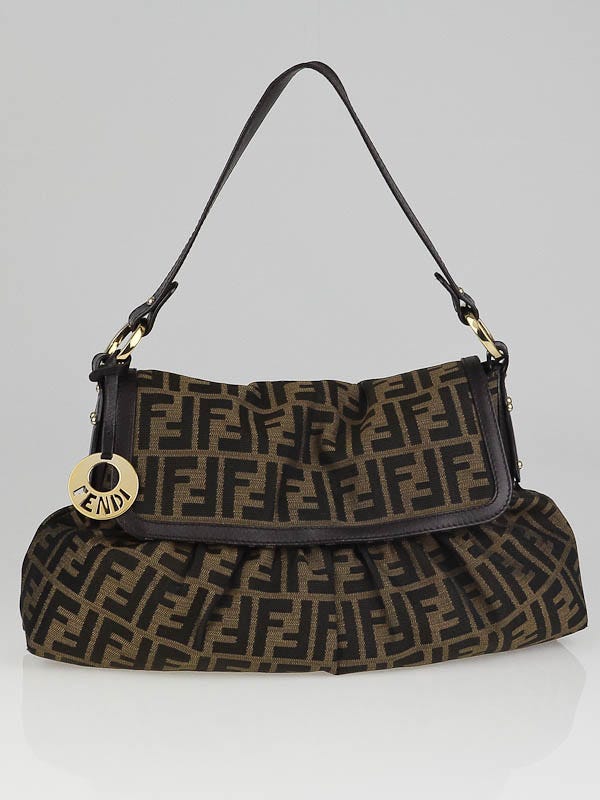 FENDI Chef Zucca Canvas Hobo Bag Brown