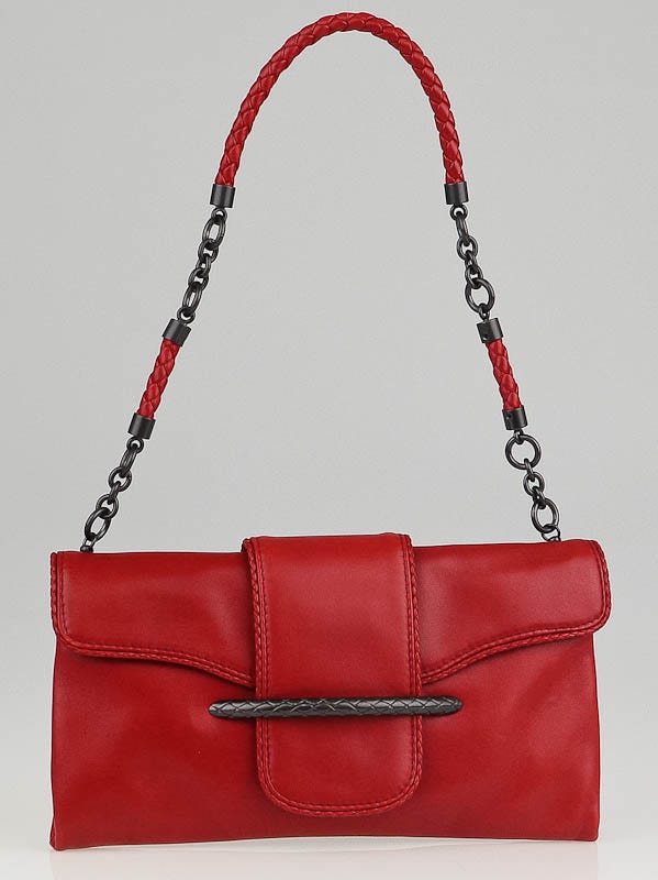 Bottega Veneta Red Leather Small Chain Shoulder Bag