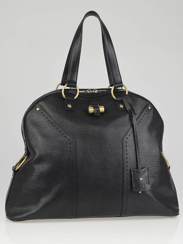 Yves Saint Laurent Black Leather Oversized Large Muse Bag