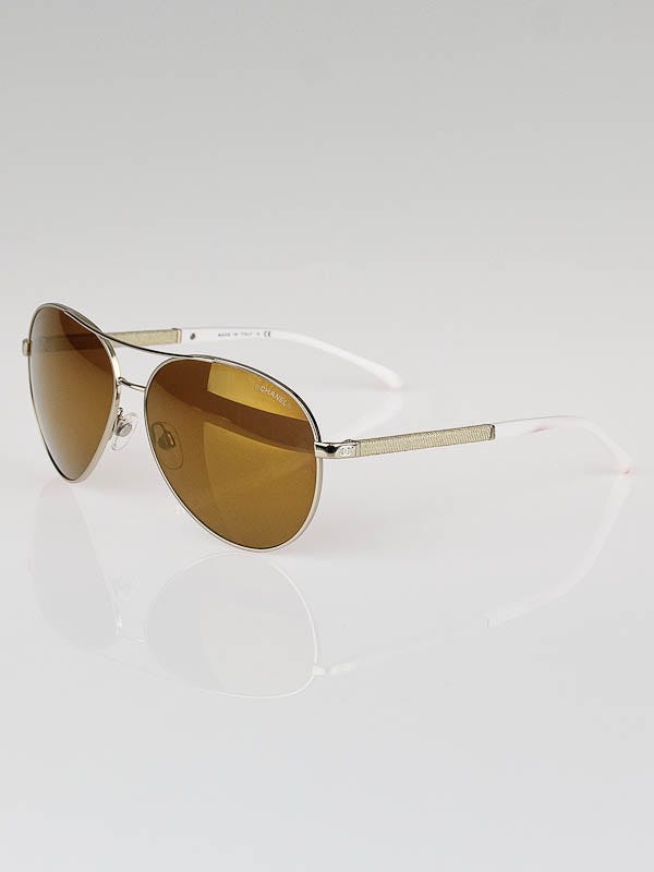 Chanel Gold Frame Aviator Sunglasses4188  Yoogis Closet